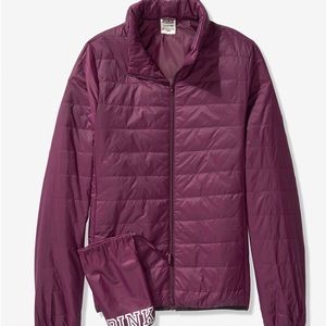 PINK VICTORIAS SECRET PACKABLE PUFFER JACKET